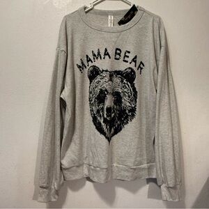 Blooming Jelly Women's Plus Size XXL Light Gray Top Mama Bear LongSleeve New